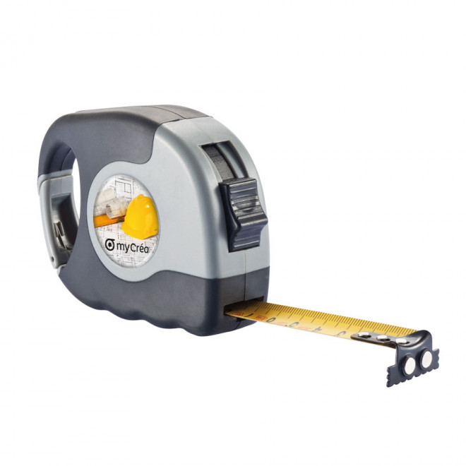 METRE RUBAN PERSONNALISÉ 5M 'CIPRO' - gris/noir