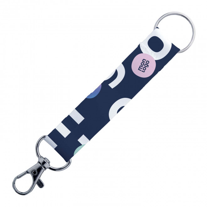 PORTE-CLE PERSONNALISABLE RUBAN 'PALOMA RPET ANNEAU' - quadrichromie