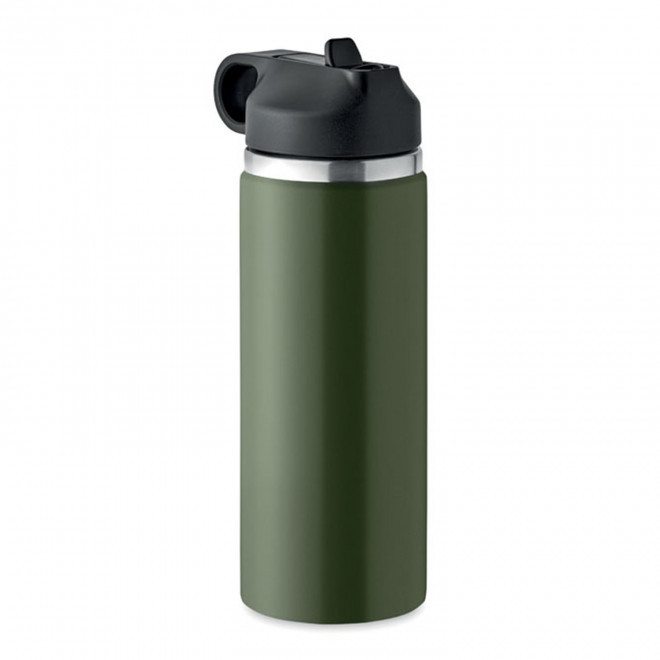 BOUTEILLE ISOTHERME PERSONNALISABLE PAILLE 500ML 'FRAG' - vert foncé