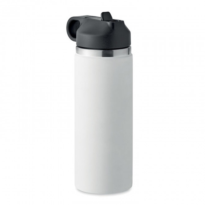 BOUTEILLE ISOTHERME PERSONNALISABLE PAILLE 500ML 'FRAG' - blanc