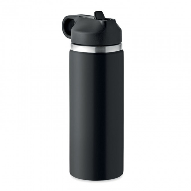 BOUTEILLE ISOTHERME PERSONNALISABLE PAILLE 500ML 'FRAG' - noir