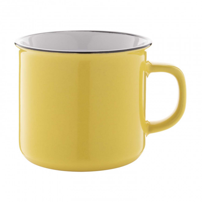 MUG PUBLICITAIRE EN CÉRAMIQUE DESIGN VINTAGE 'RONSIO' - jaune