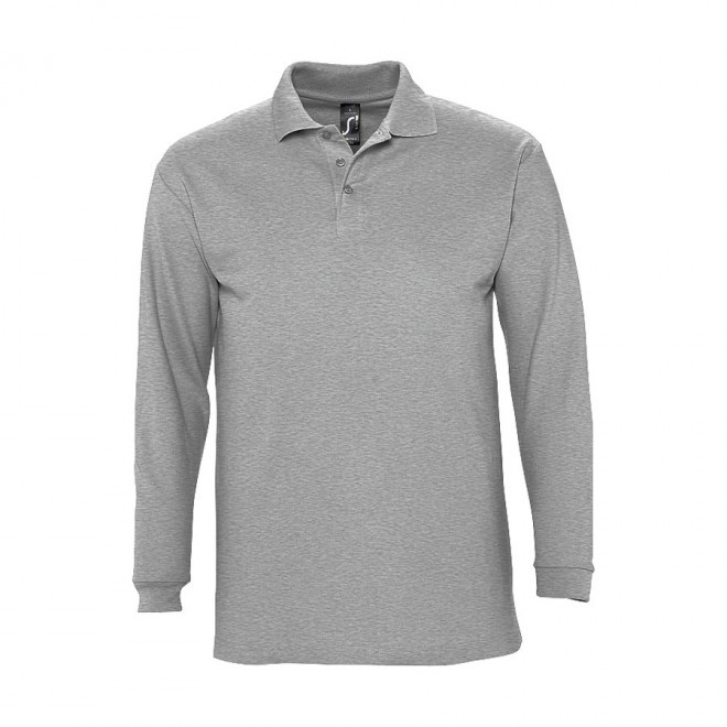 POLO PUBLICITAIRE MANCHES LONGUES HOMME 'WINTER II'  - gris chiné