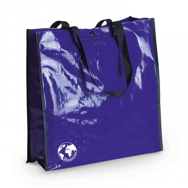 CABAS PERSONNALISABLE  NON TISSE LAMINE BOUTON 'VILLO' - bleu