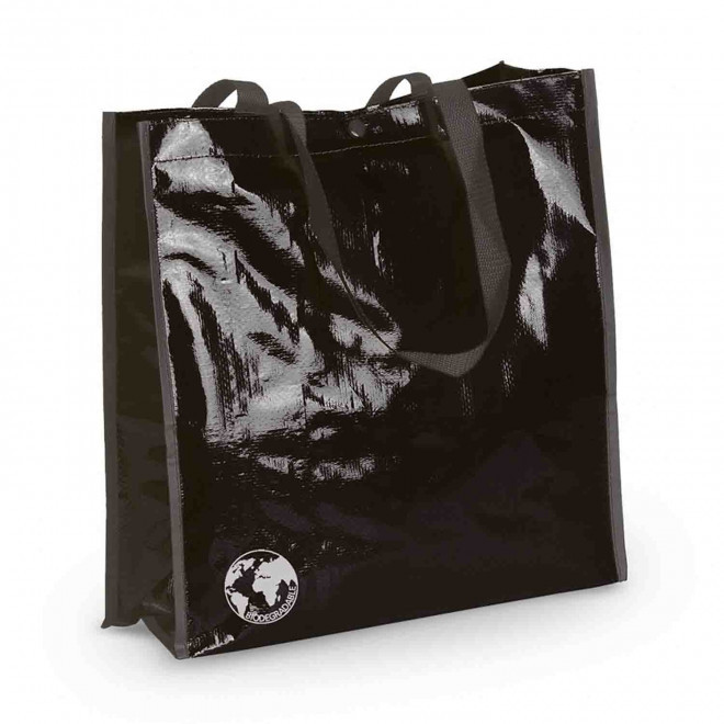 CABAS PERSONNALISABLE  NON TISSE LAMINE BOUTON 'VILLO' - noir