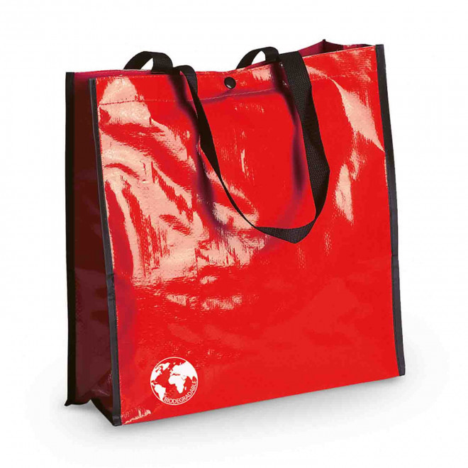 CABAS PERSONNALISABLE  NON TISSE LAMINE BOUTON 'VILLO' - rouge