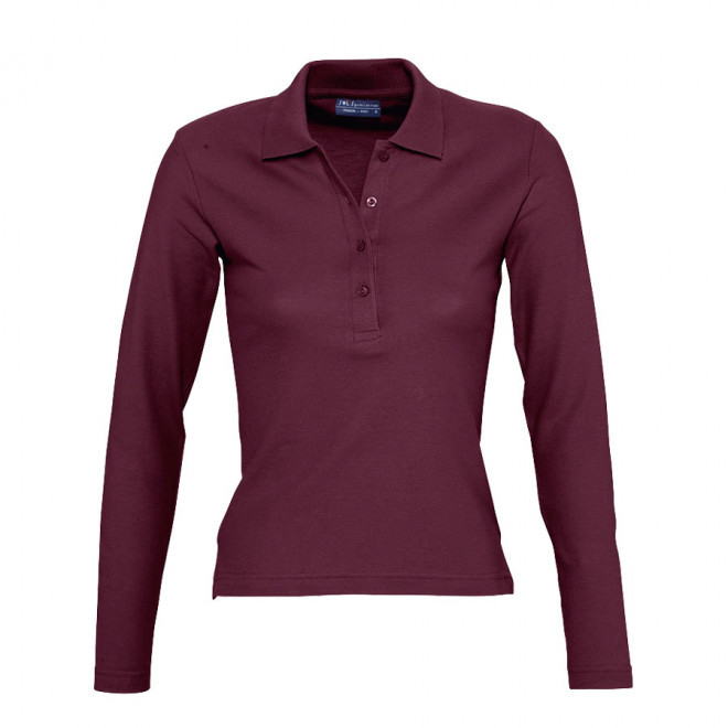 POLO PUBLICITAIRE FEMME MANCHES LONGUES 'PODIUM' - bordeaux