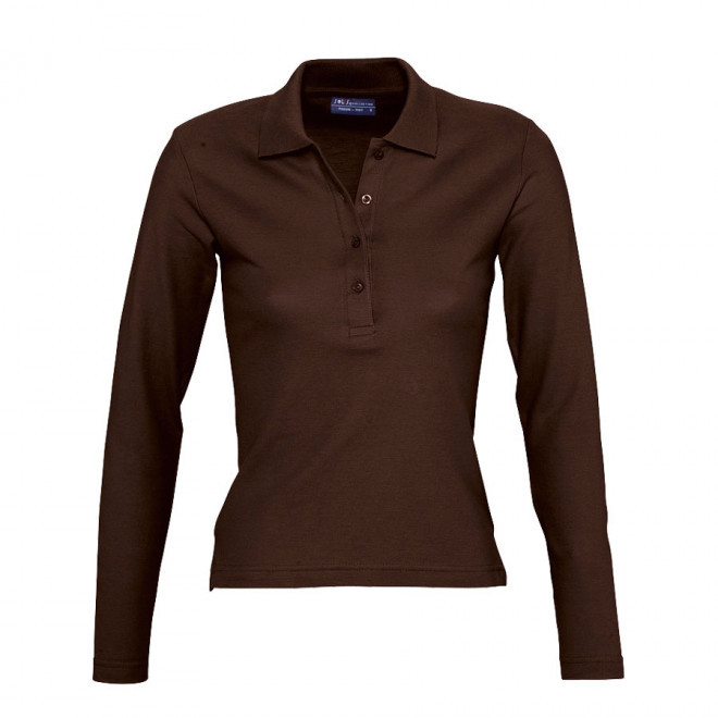 POLO PUBLICITAIRE FEMME MANCHES LONGUES 'PODIUM' - chocolat