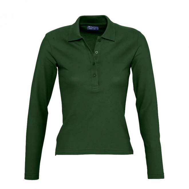 POLO PUBLICITAIRE FEMME MANCHES LONGUES 'PODIUM' - vert golf