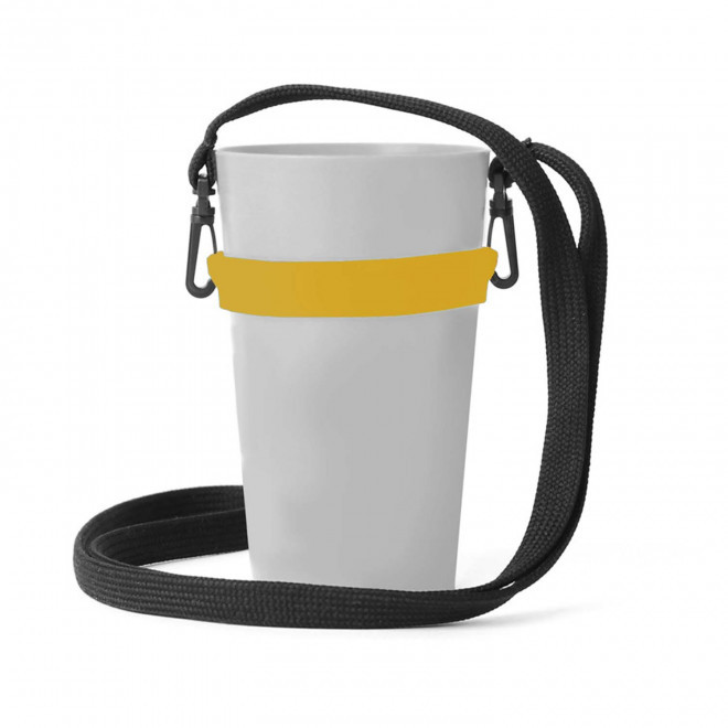 PORTE-GOBELET 30 CL ET 60 CL TOUR DE COU PUBLICITAIRE 'BORELIA' - jaune