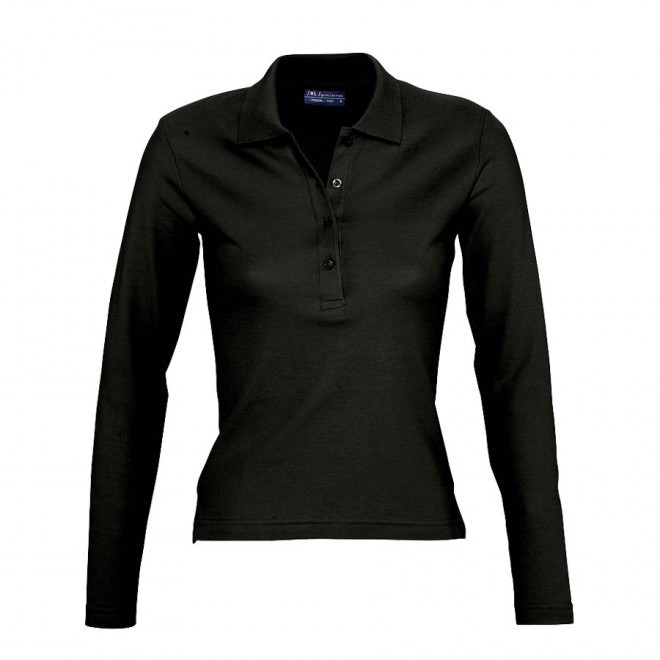 POLO PUBLICITAIRE FEMME MANCHES LONGUES 'PODIUM' - noir