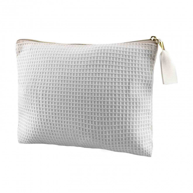TROUSSE DE TOILETTE COTON PERSONNALISABLE 'WAFFLYT MINI' - blanc