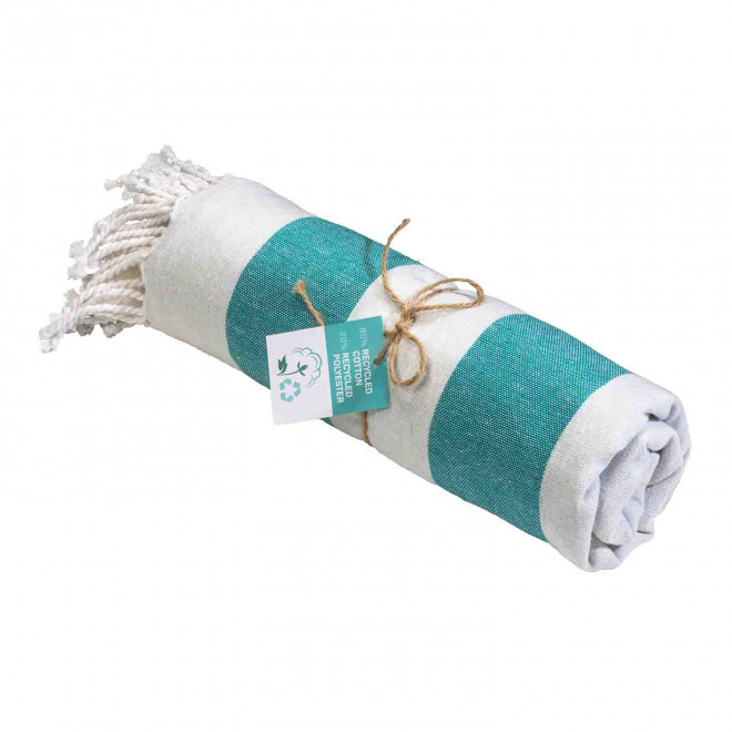 PAREO/FOUTA PERSONNALISABLE 'HORTENSE 180 RECYCLE RAYE' - vert