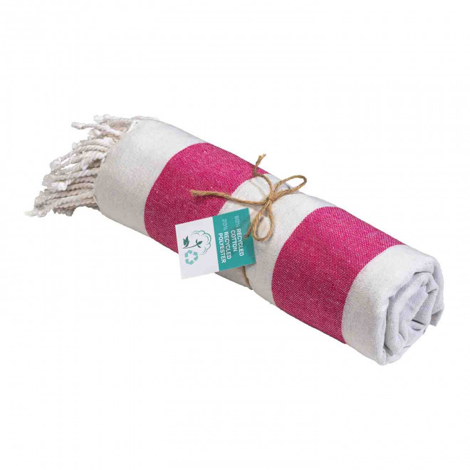 PAREO/FOUTA PERSONNALISABLE 'HORTENSE 180 RECYCLE RAYE' - fuchsia