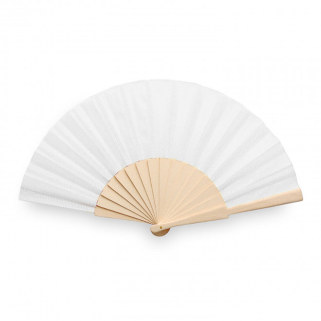 EVENTAIL EN BOIS PERSONNALISABLE 'FANNY WOOD QUADRI' - blanc