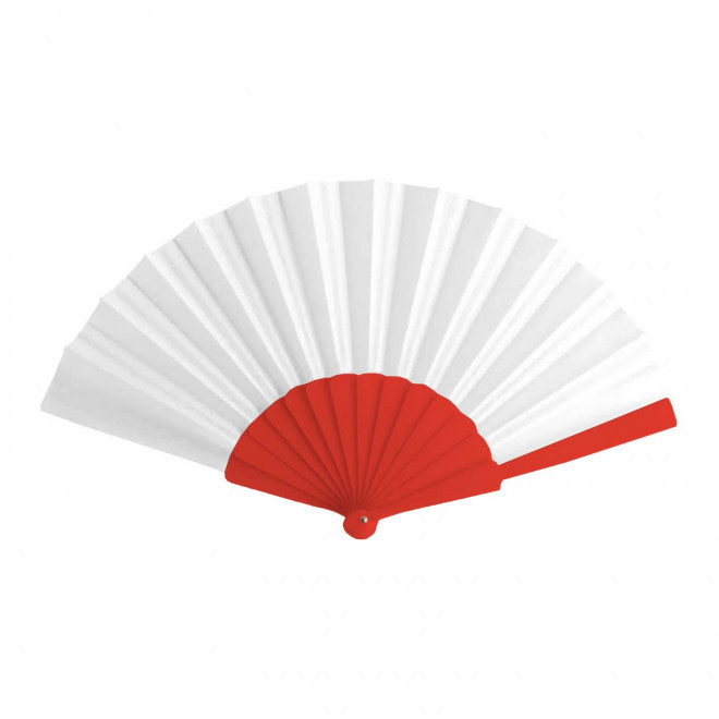 EVENTAIL PERSONNALISABLE EN PLASTIQUE TISSU 'FANNY QUADRI' - rouge