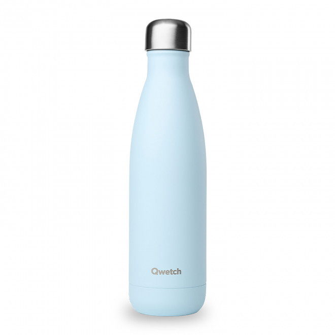 BOUTEILLE ISOTHERME PERSONNALISABLE INOX '500 ML QWETCH®' - bleu pastel