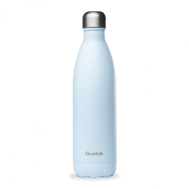 BOUTEILLE ISOTHERME PERSONNALISABLE INOX 750 ML QWETCH® - bleu pastel