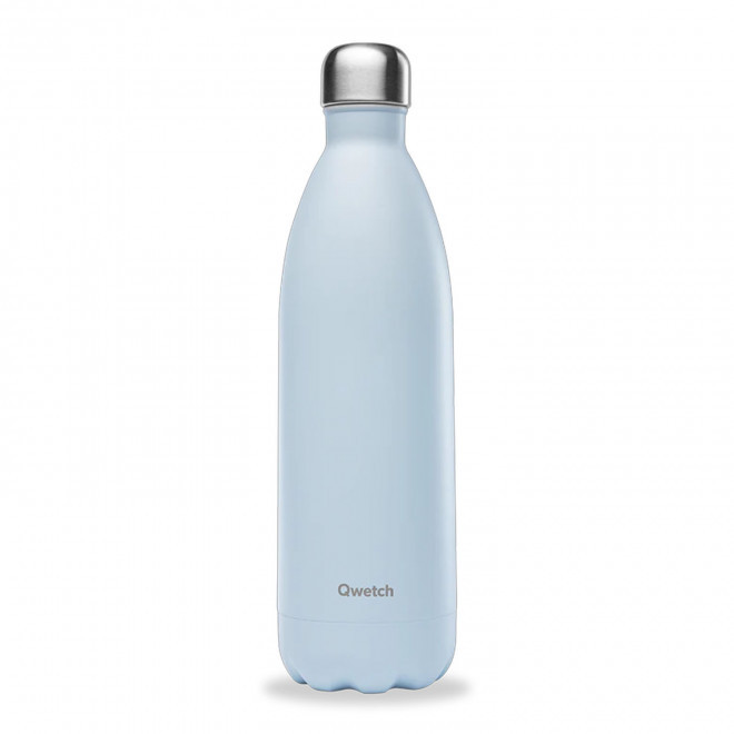 BOUTEILLE ISOTHERME PERSONNALISABLE INOX 1 L QWETCH® - bleu pastel