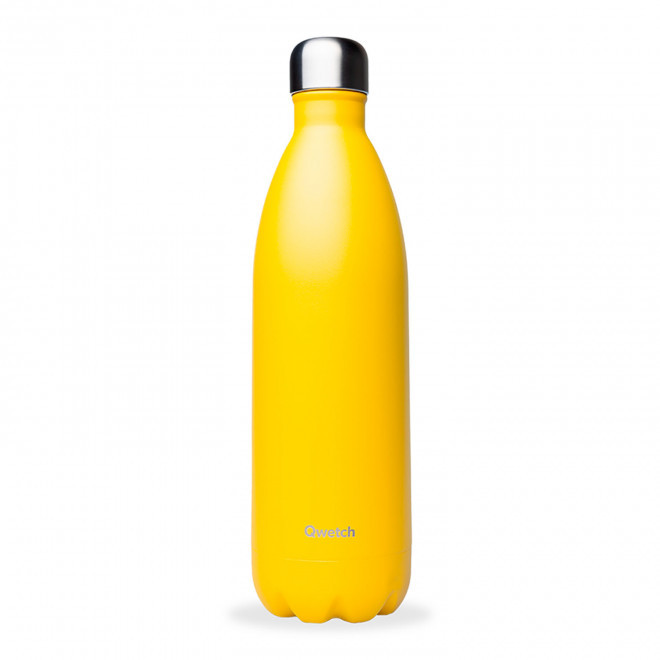 BOUTEILLE ISOTHERME PERSONNALISABLE INOX 1 L QWETCH® - jaune