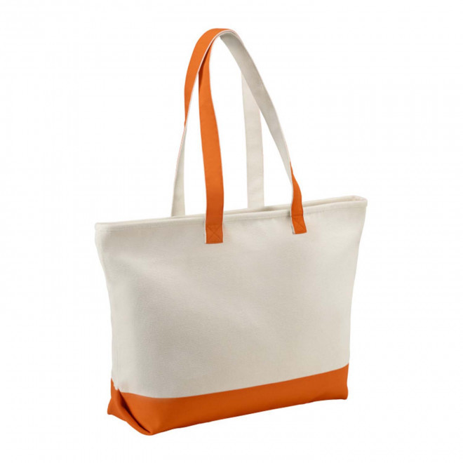 CABAS PERSONNALISABLE EN COTON ZIPPEE 'ANTIGUA' - orange