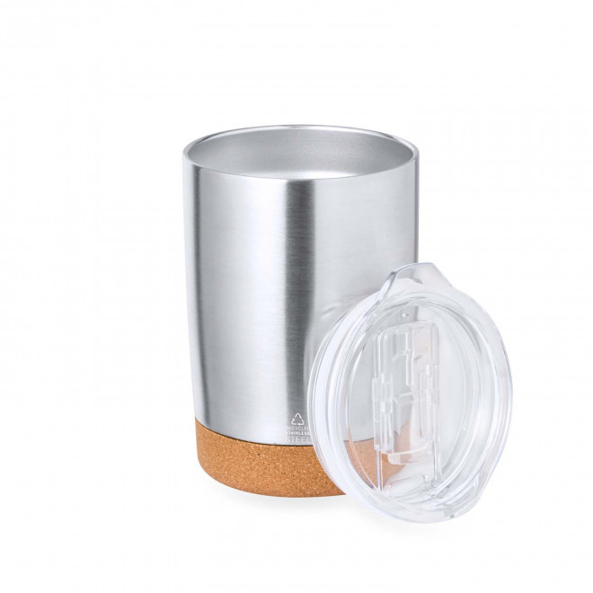 MUG ISOTHERME RECYCLE PERSONNALISABLE 350ML 'MAFLOW' - argenté