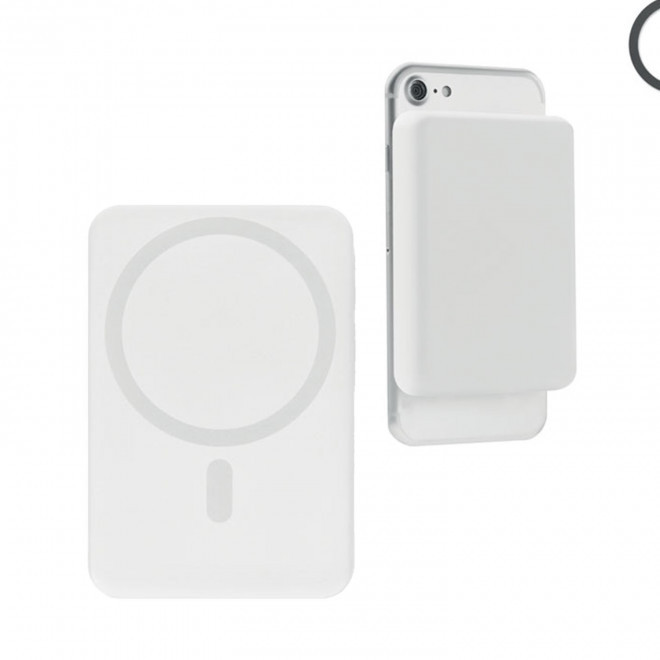 POWERBANK MAGSAFE MAGNETIQUE 5000 MAH PERSONNALISABLE 'MALDRO' - blanc