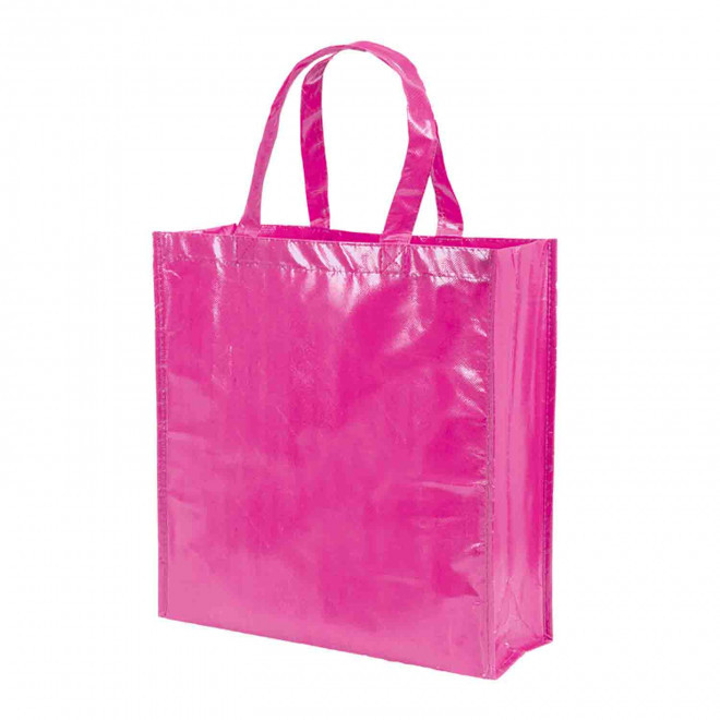 CABAS PERSONNALISABLE EN NON TISSE LAMINE BRILLANT 'VILLO' - fuchsia