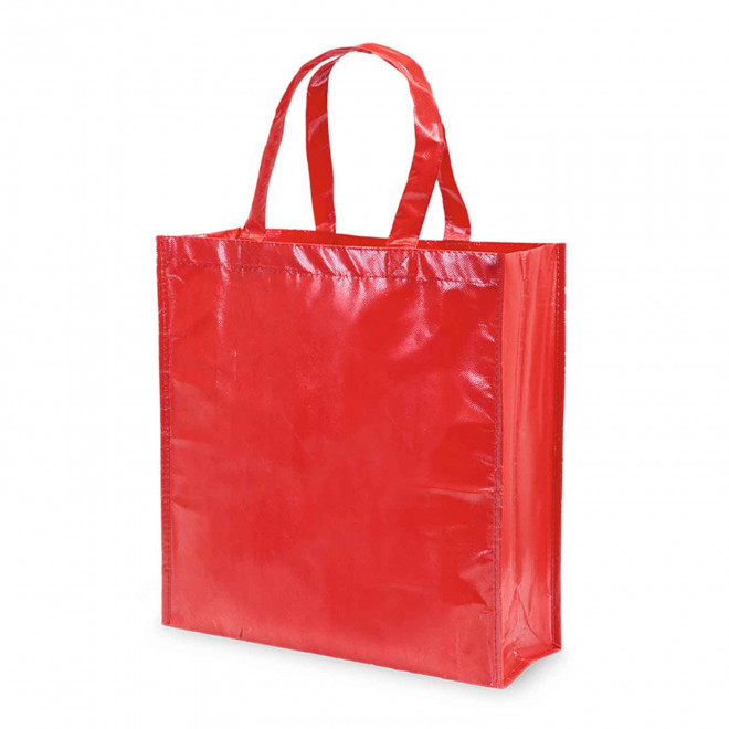 CABAS PERSONNALISABLE EN NON TISSE LAMINE BRILLANT 'VILLO' - rouge