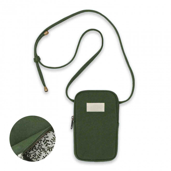 SACOCHE TELEPHONE PERSONNALISABLE STUDIO BY HINDBAG 'THEO' - olive