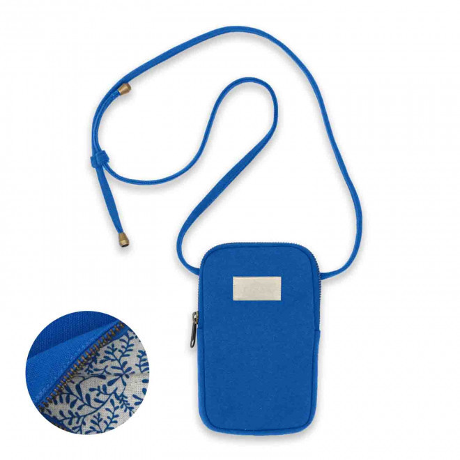 SACOCHE TELEPHONE PERSONNALISABLE STUDIO BY HINDBAG 'THEO' - bleu royal