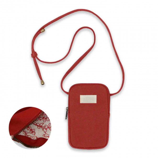 SACOCHE TELEPHONE PERSONNALISABLE STUDIO BY HINDBAG 'THEO' - rouge brique