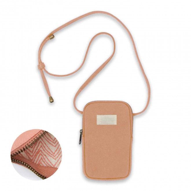 SACOCHE TELEPHONE PERSONNALISABLE STUDIO BY HINDBAG 'THEO' - saumon