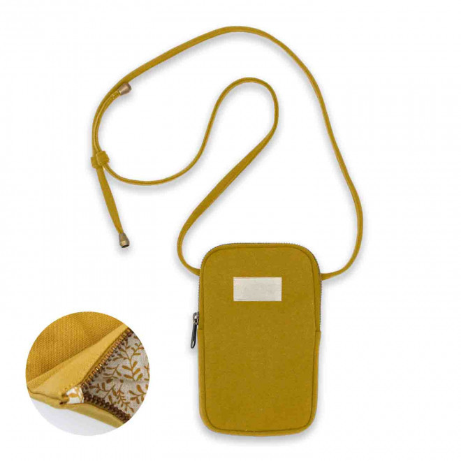 SACOCHE TELEPHONE PERSONNALISABLE STUDIO BY HINDBAG 'THEO' - ocre