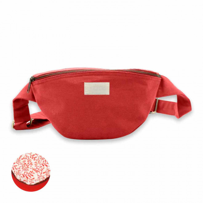 SAC BANANE PERSONNALISABLE COTON STUDIO BY HINDBAG 'VALENTINA' - rouge