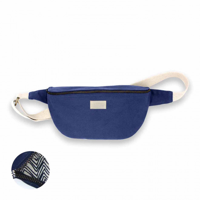 SAC BANANE PERSONNALISABLE EN COTON STUDIO BY HINDBAG 'ANTOINE' - marine