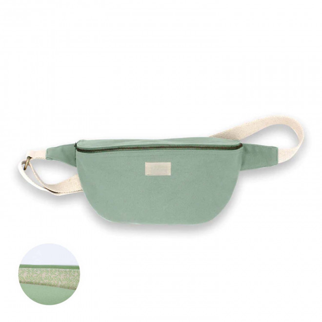 SAC BANANE PERSONNALISABLE EN COTON STUDIO BY HINDBAG 'ANTOINE' - vert eau