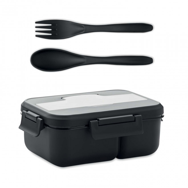 LUNCH BOX PERSONNALISEE AVEC COUVERTS 1L 'MALTY' - noir