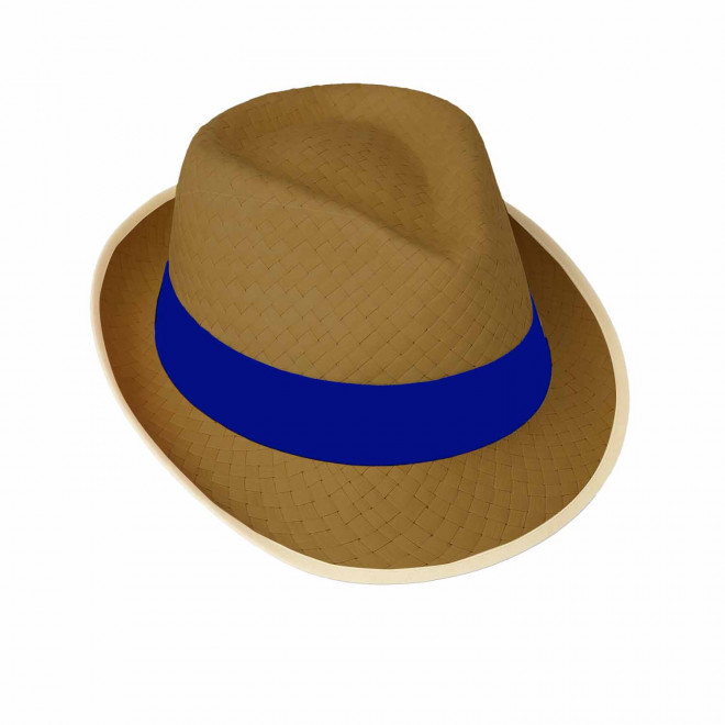 CHAPEAU PAILLE EU PERSONNALISABLE 'BRAZ KIDS' - paille foncée/bleu marine