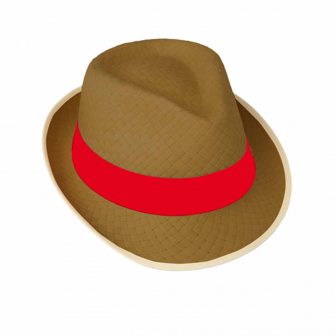 CHAPEAU PAILLE EU PERSONNALISABLE 'BRAZ KIDS' - paille foncée/rouge