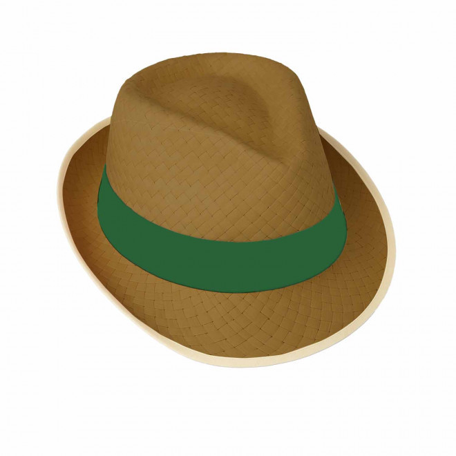 CHAPEAU PAILLE EU PERSONNALISABLE 'BRAZ KIDS' - paille foncée/vert foncé