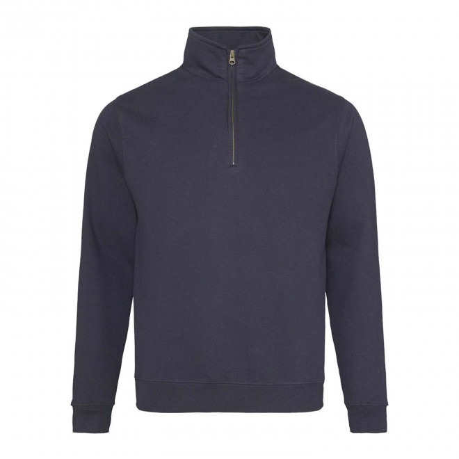 SWEAT-SHIRT PERSONNALISABLE DEMI-ZIP MIXTE 'HOODA' - bleu marine