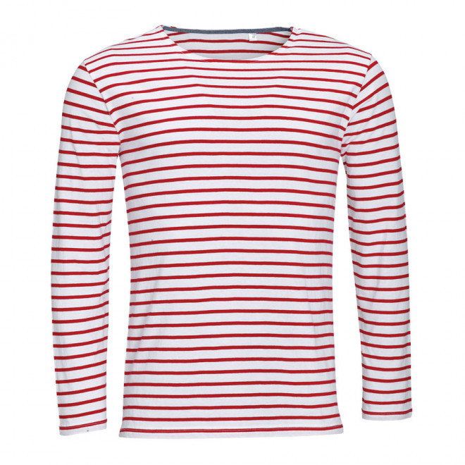 MARINIÈRE PUBLICITAIRE COL ROND HOMME 'MARINE' 150GR/M² - blanc/rouge