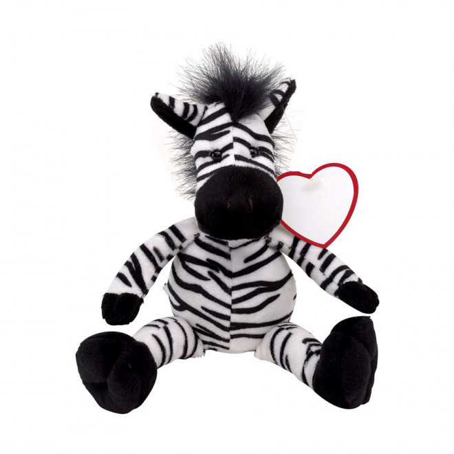 PELUCHE AVEC ÉTIQUETTE COEUR PERSONNALISÉE 'LORENZI' - zèbre