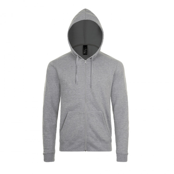 SWEAT ZIPPÉ PERSONNALISÉ À CAPUCHE MIXTE 'STONE' 260 GR/M² - gris chiné