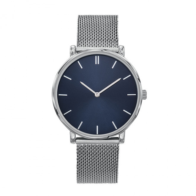 MONTRE MIXTE PERSONNALISABLE 'SOFYA MAILLE' - chromé/bleu