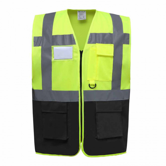 GILET SECURITE PERSONNALISABLE 'BERLIN RPET' - jaune/noir