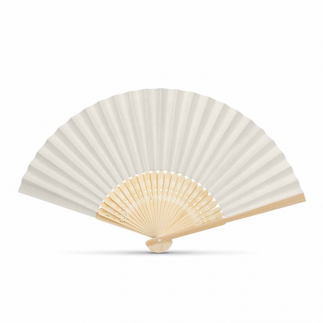 ÉVENTAIL PERSONNALISABLE EN BAMBOU ET TISSU 'ILMA' - naturel