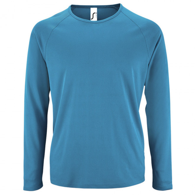 TEE-SHIRT RESPIRANT MANCHES LONGUES PERSONNALISABLE HOMME 'KOURY' 140 GR/M² - aqua