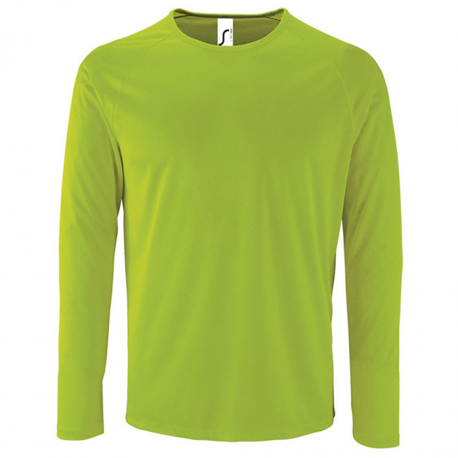 TEE-SHIRT RESPIRANT MANCHES LONGUES PERSONNALISABLE HOMME 'KOURY' 140 GR/M² - vert fluo